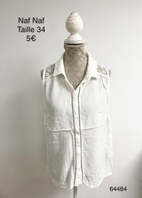 Blouse blanche sans manches dentelle