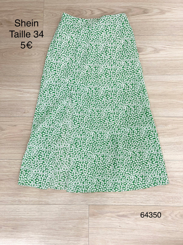 Jupe verte fleurie longue