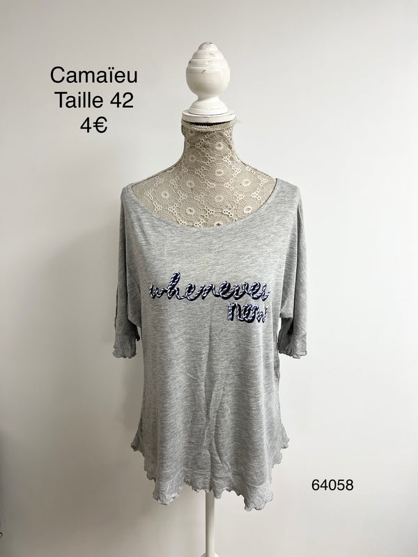 T-shirt gris imprimé