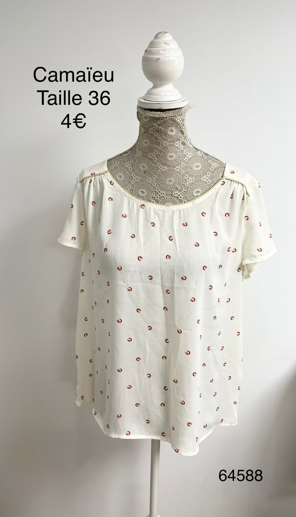 T-shirt blanc à pois