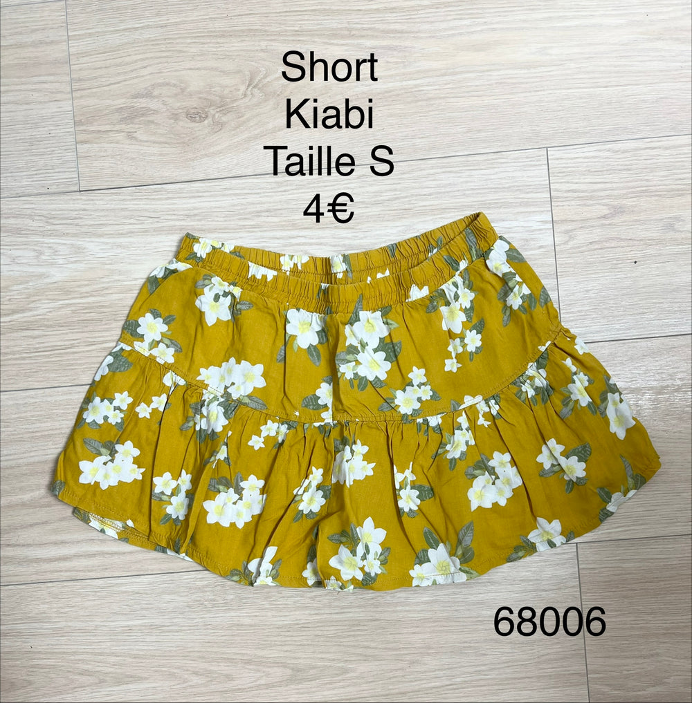 Short jaune moutarde à fleurs taille S