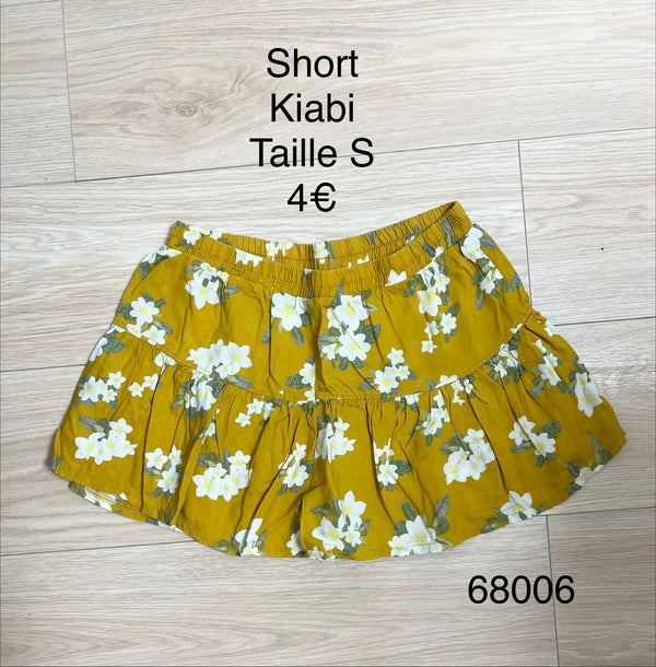 Short jaune moutarde à fleurs taille S
