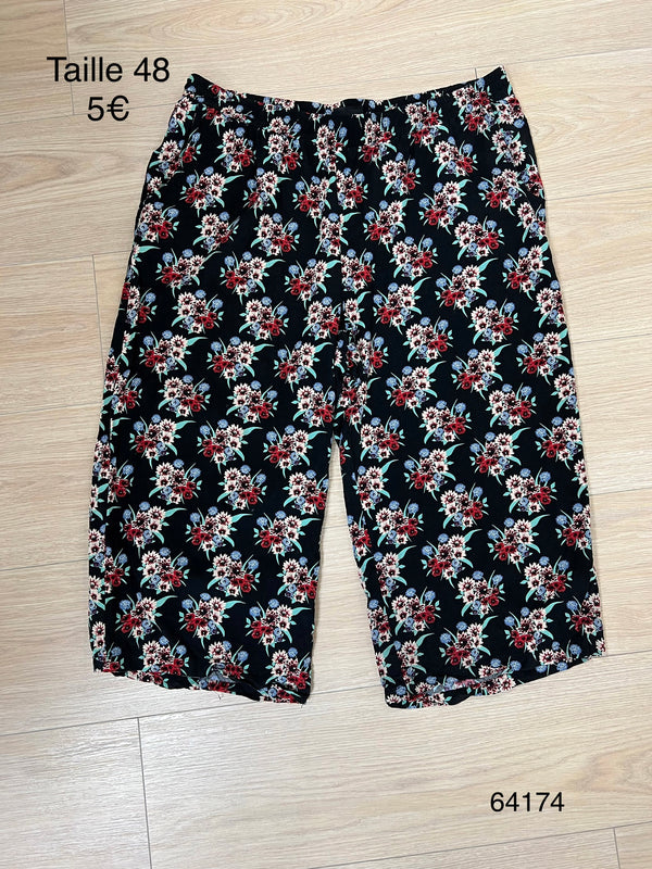 Pantalon noir fleuri