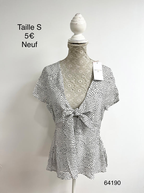 Blouse blanche à pois