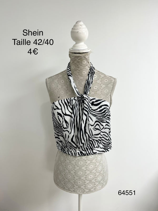 Top zébré noir et blanc