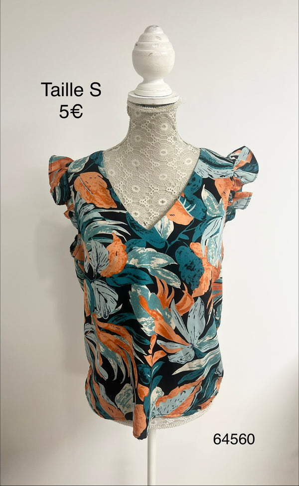 Blouse fleurie tropicale volants