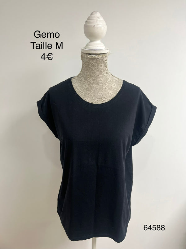 T-shirt noir col rond