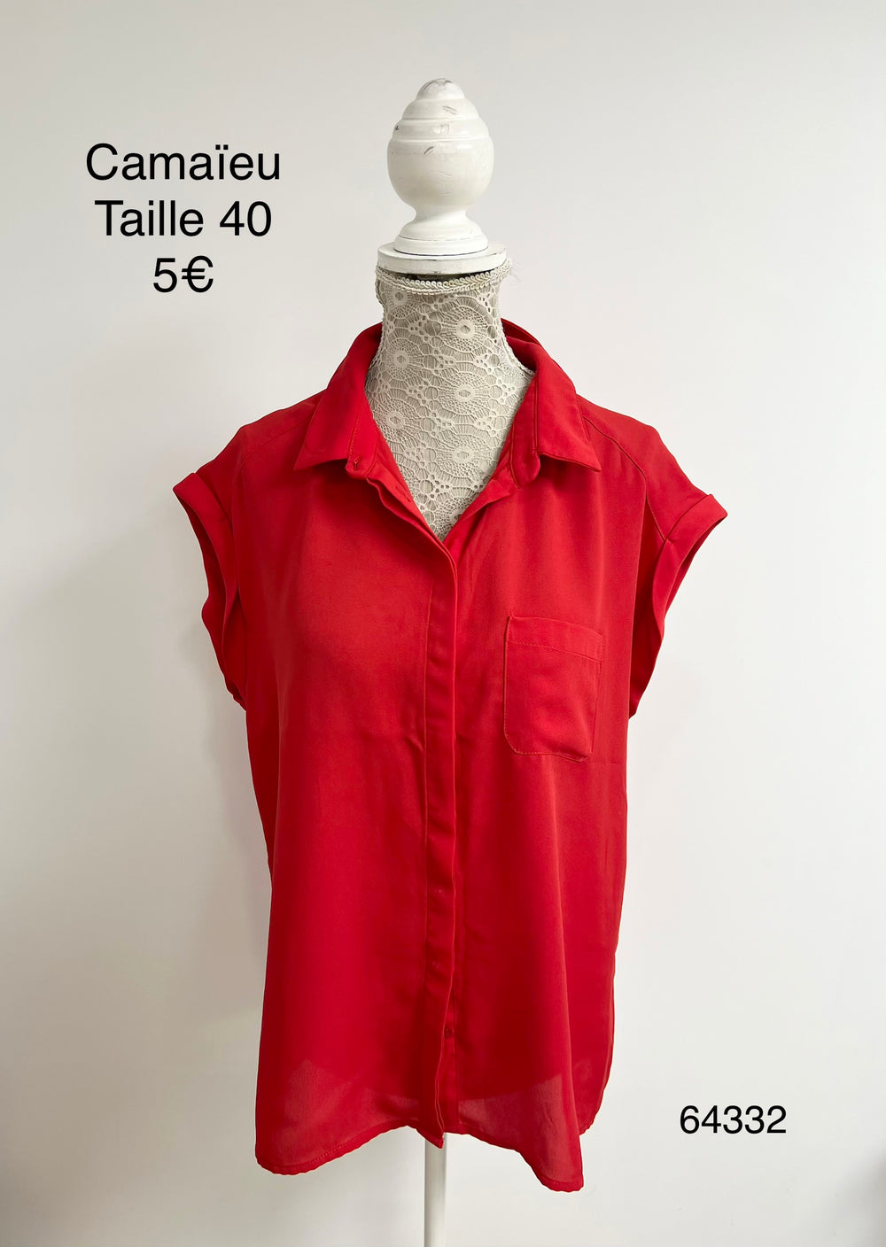 Chemise rouge fluide poche