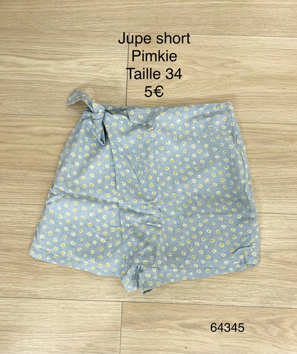 Jupe short bleu fleuri
