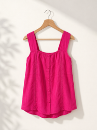 Blouse fuchsia boutonnée bretelles
