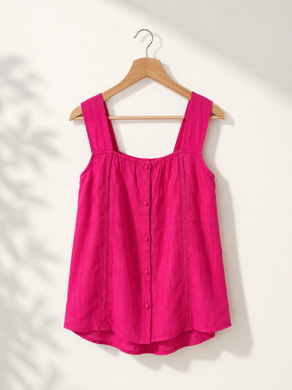 Blouse fuchsia boutonnée bretelles