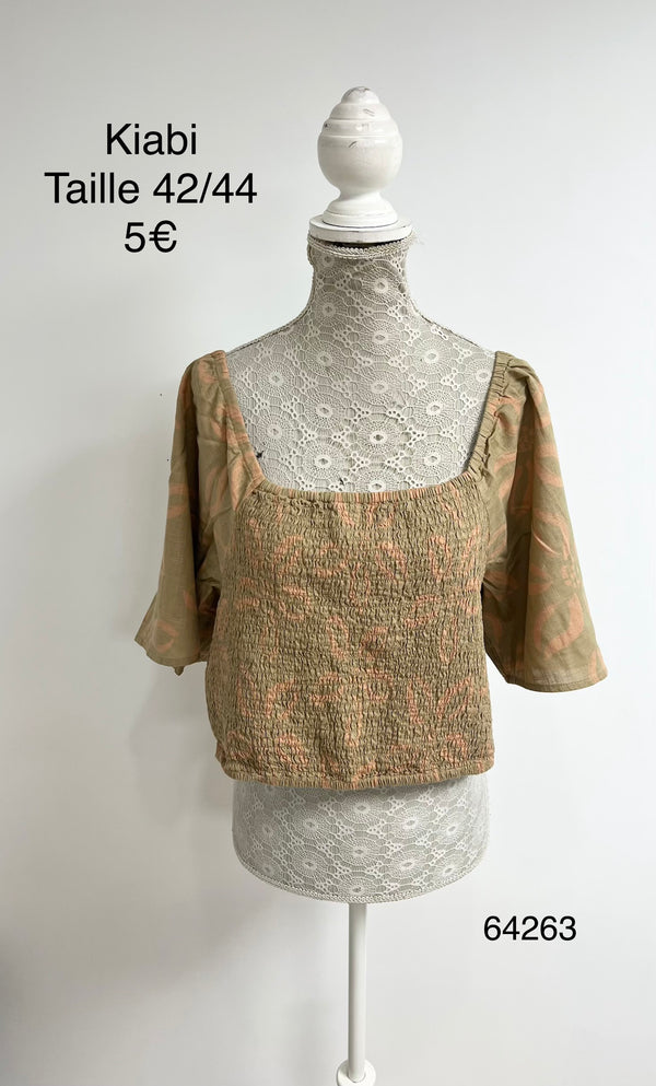 Blouse camel smockée