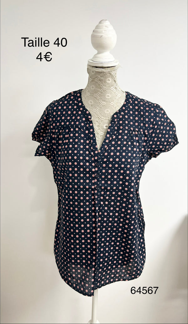 Chemise marine à pois