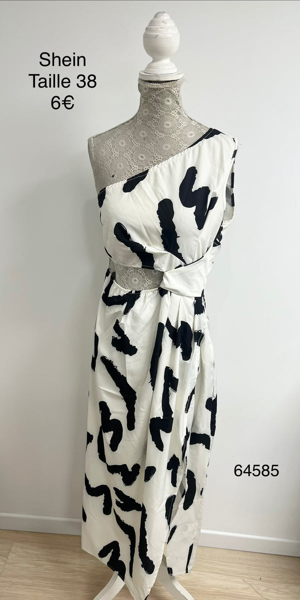 Robe blanche imprimé noir